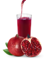 Pomegranate juice and pomegranate fruit, transparent background png