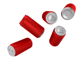 Red aluminium cans, transparent background png