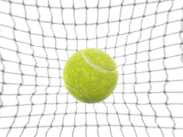 Tennis ball in the net, transparent background png