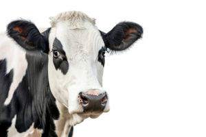 AI generated Head of cow with black spots isolated png