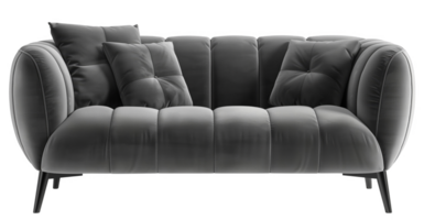 AI generated A black sofa with pillows png