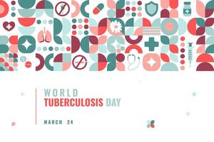 World tuberculosis day Poster with geometric elements and thematic symbols. Template for card, banner, poster, background. Event for illness awareness. vector