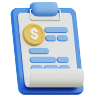 Invoice 3D icon design for poster banner png