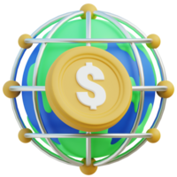 mundo moneda 3d icono diseño para póster bandera png