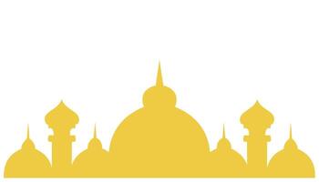 Mosque icon vector illustration. Islam religion concept of a yellow mosque dome with a crescent moon. Simple religious ornament in flat style. Religious graphic design elements