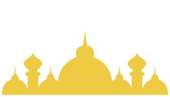 Mosque icon vector illustration. Islam religion concept of a yellow mosque dome with a crescent moon. Simple religious ornament in flat style. Religious graphic design elements