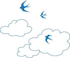 One color simple drawing flying swallows in summer sky vector