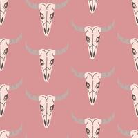 Cute Wild West Seamless Pattern With Cow Skull vector
