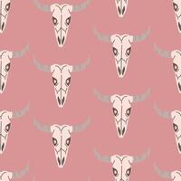 Cute Wild West Seamless Pattern With Cow Skull vector