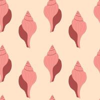 Sea shells seamless pattern, trendy pattern of seashells vector