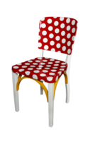 red painted chair with white balls on cutout background png