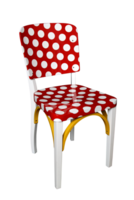 rouge peint chaise avec blanc des balles sur coupé Contexte png