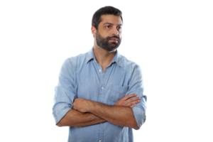 bearded young man in casual outfit on cutout background png