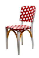 red painted chair with white balls on cutout background png