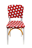 red painted chair with white balls on cutout background png