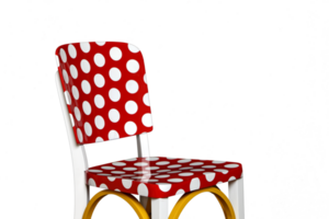 red painted chair with white balls on cutout background png