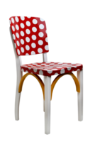 rouge peint chaise avec blanc des balles sur coupé Contexte png