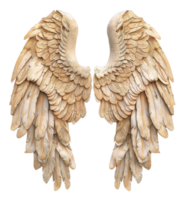 AI generated Golden feathered wings with natural texture on transparent background - stock png. png