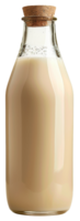 AI generated Glass milk bottle with cork stopper on transparent background - stock png. png