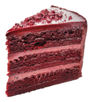 AI generated Red velvet cake slice with berry topping on transparent background - stock png. png