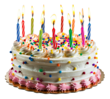 ai generiert Geburtstag Kuchen mit bunt Sträusel auf transparent Hintergrund - - Lager png. png