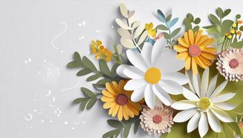 AI generated Background, paper cut, abstract, minimalism, aesthetic, pastel colors, flowers photo