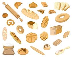 bakery production illustration elements set vector