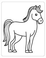 Horse Vector, Horse Coloring Pages, Black and white Animals vector