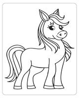 caballo vector, caballo colorante páginas, negro y blanco animales vector