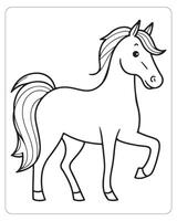 Horse Vector, Horse Coloring Pages, Black and white Animals vector