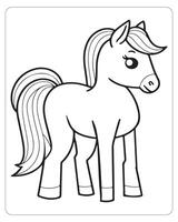 Horse Vector, Horse Coloring Pages, Black and white Animals vector