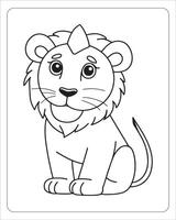 Cute Animals Coloring Pages for kids, Animals Vector