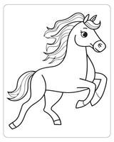 Horse Vector, Horse Coloring Pages, Black and white Animals vector