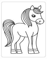 Horse Vector, Horse Coloring Pages, Black and white Animals vector