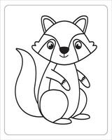 Cute Animals Coloring Pages for kids, Animals Vector