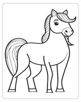 Horse Vector, Horse Coloring Pages, Black and white Animals vector