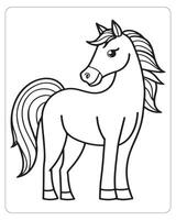 Horse Vector, Horse Coloring Pages, Black and white Animals vector