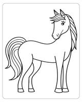 Horse Vector, Horse Coloring Pages, Black and white Animals vector