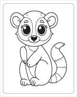 Cute Animals Coloring Pages for kids, Animals Vector