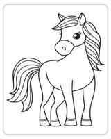 Horse Vector, Horse Coloring Pages, Black and white Animals vector