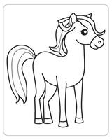 Horse Vector, Horse Coloring Pages, Black and white Animals vector