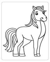 Horse Vector, Horse Coloring Pages, Black and white Animals vector