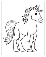 Horse Vector, Horse Coloring Pages, Black and white Animals vector