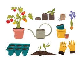 Garden set for growing and working in the garden. vector