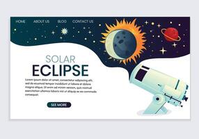 Landing page on the topic of solar eclipse. vector