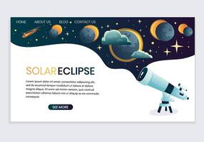 Landing page on the topic of solar eclipse. vector