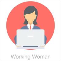 Working Woman and woman icon concept vector