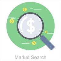 Market Search and search icon concept vector