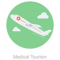 médico turismo y turismo icono concepto vector