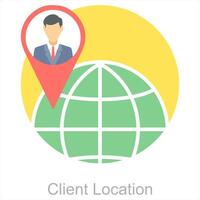 Client Location and location icon concept vector